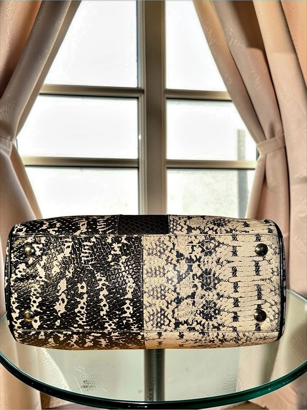 Coach Nancy Satchel 2014 Exotic Python Snake-Embossed Leather Black & White - Picture 5 of 12